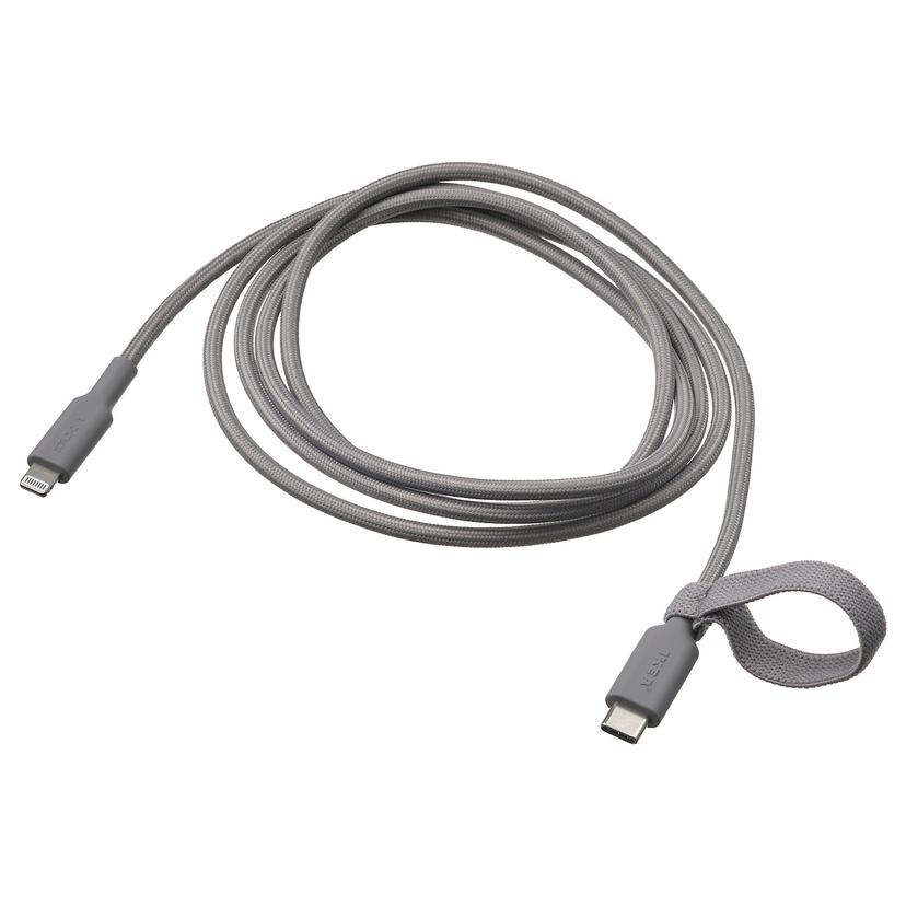 LILLHULT — кабель USB-C–lightning, серый, 1.5 м