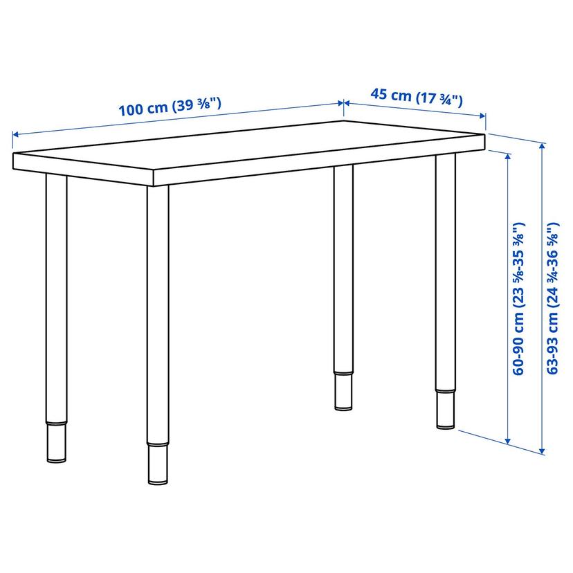 LINNMON / OLOV — письменный стол, белый, 100x45 см
