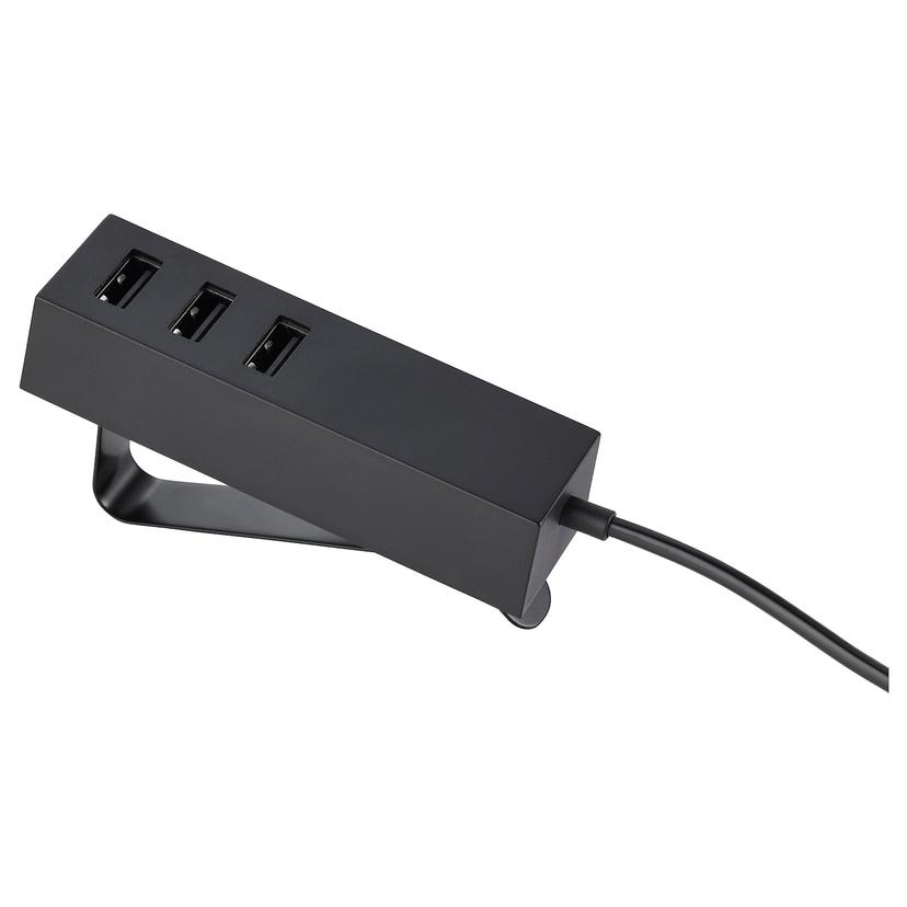 LÖRBY — зарядное устройство USB, с зажимом, черный