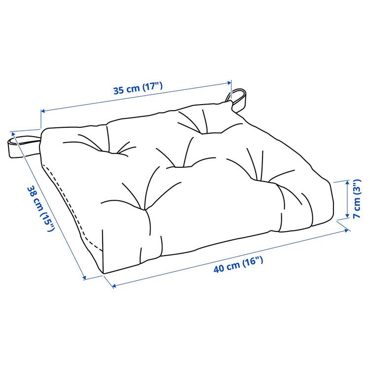 подушка на стул, бежевый, 40/35x38x7 см dimensions