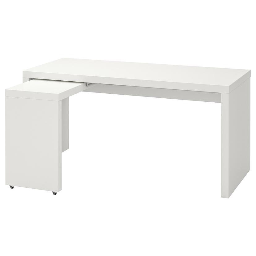 MALM — письменный стол с выдвижной панелью, белый, 151x65 см