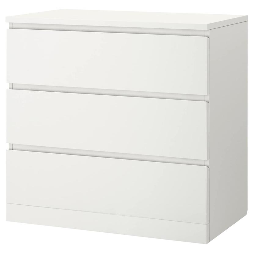 MALM — комод с 3 ящиками, белый, 80x78 см