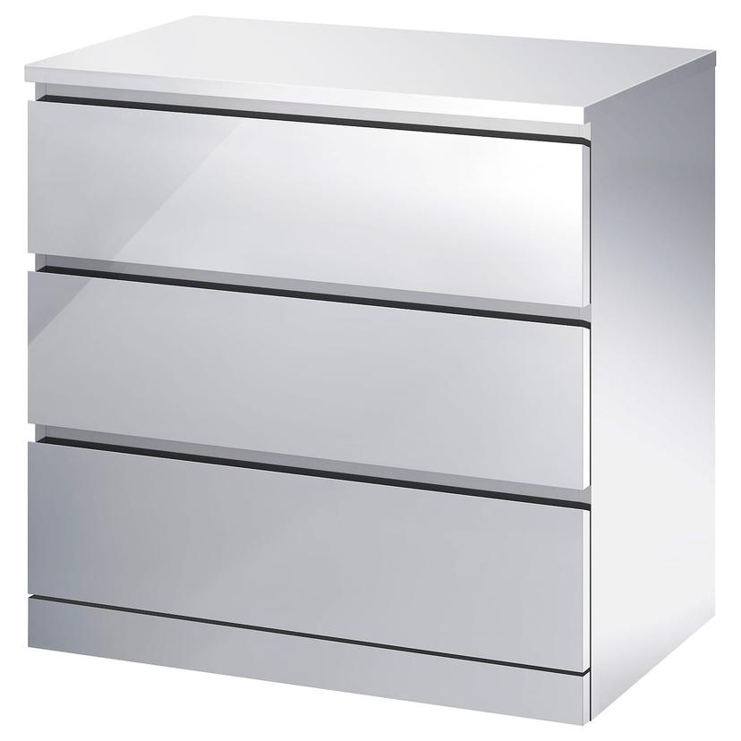 MALM — комод с 3 ящиками, зеркальный эффект, 80x78 см