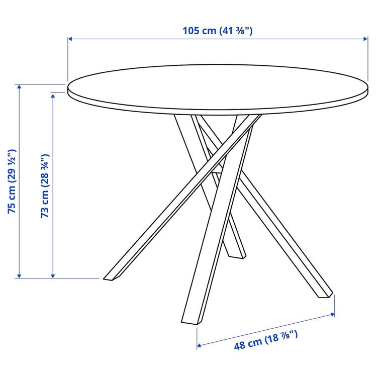 стол, черный под мрамор, 105 см dimensions