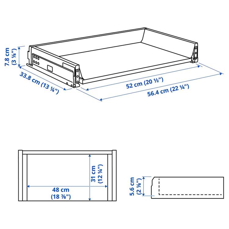 ящик, низкий, белый, 60x37 см dimensions