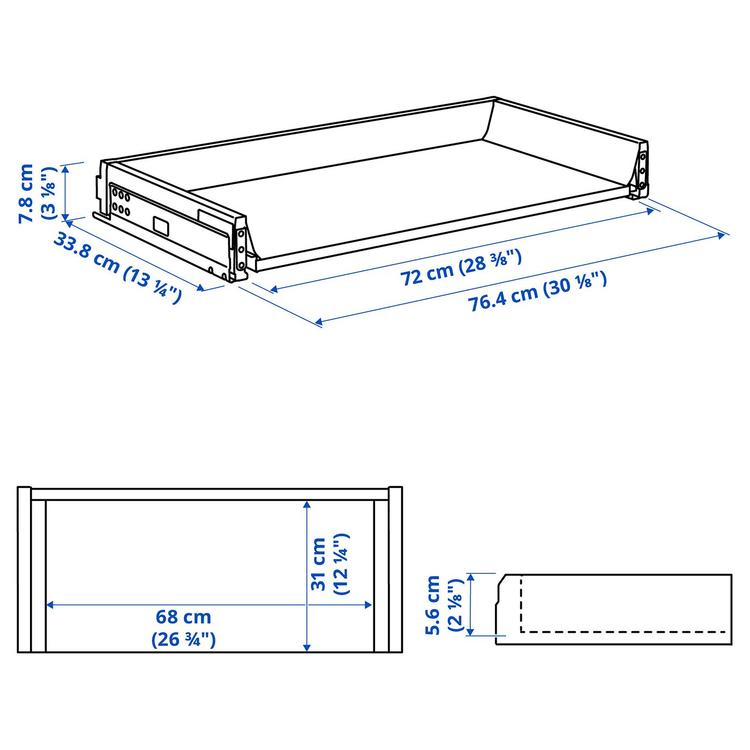 ящик, низкий, белый, 80x37 см dimensions