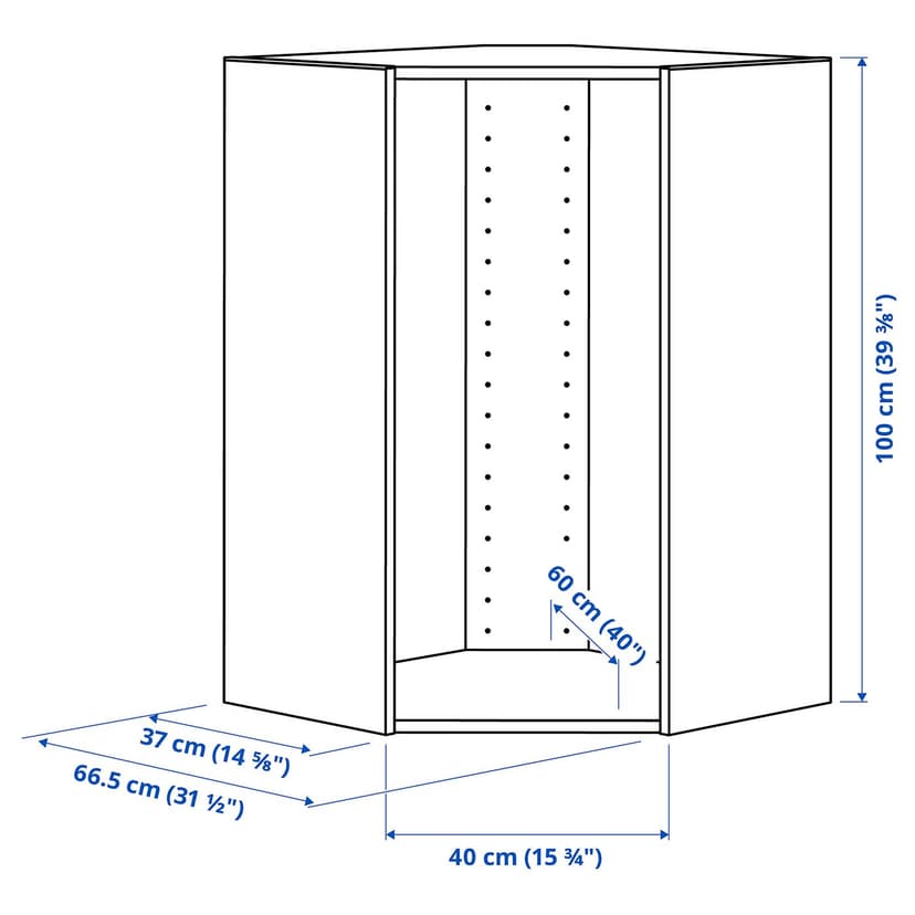 METOD — каркас навесного углового шкафа, белый, 68x68x100 см