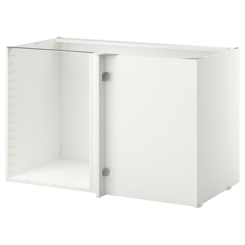 METOD — каркас напольного шкафа углового, белый, 128x68x80 см