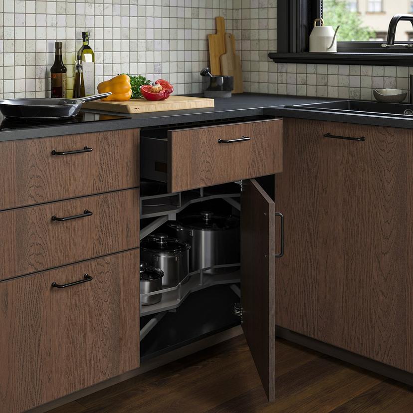 METOD — каркас напольного шкафа углового, черно-серый, 128x60x80 см