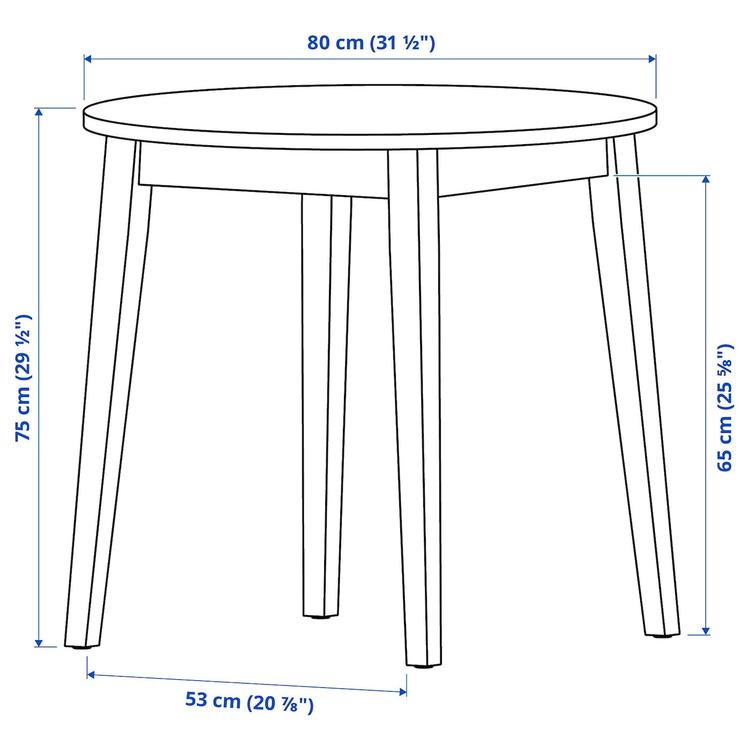 стол, акация, 80 см dimensions