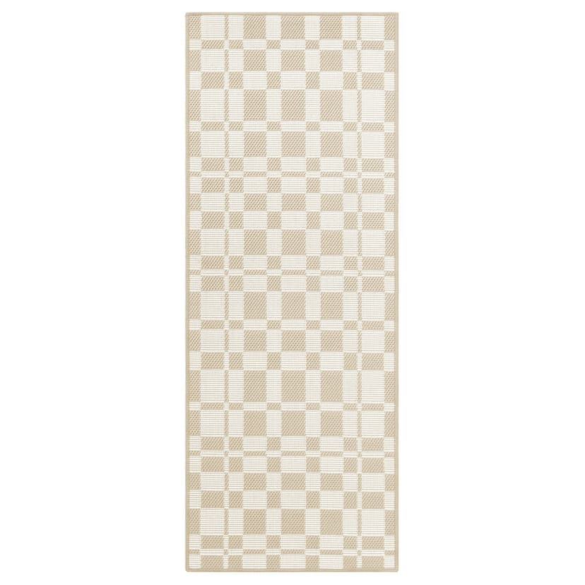 NATTÅG — кухонная коврик, бежевый/клетка, 45x120 см