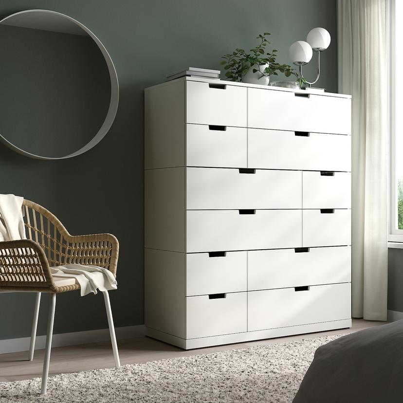 NORDLI — комод с 12 ящиками, белый, 120x145 см