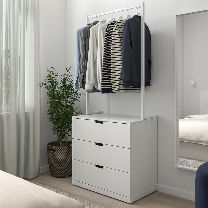 NORDLI — комод с 3 ящиками, белый, 80x192 см