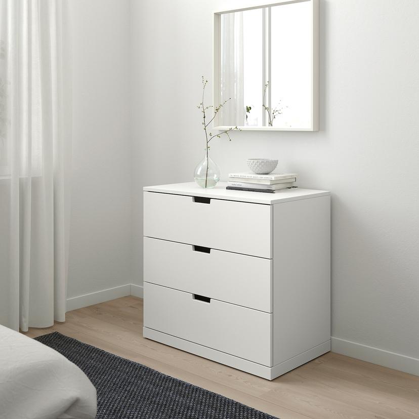 NORDLI — комод с 3 ящиками, белый, 80x76 см