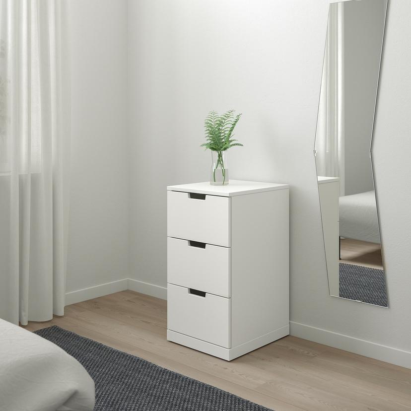 NORDLI — комод с 3 ящиками, белый, 40x76 см