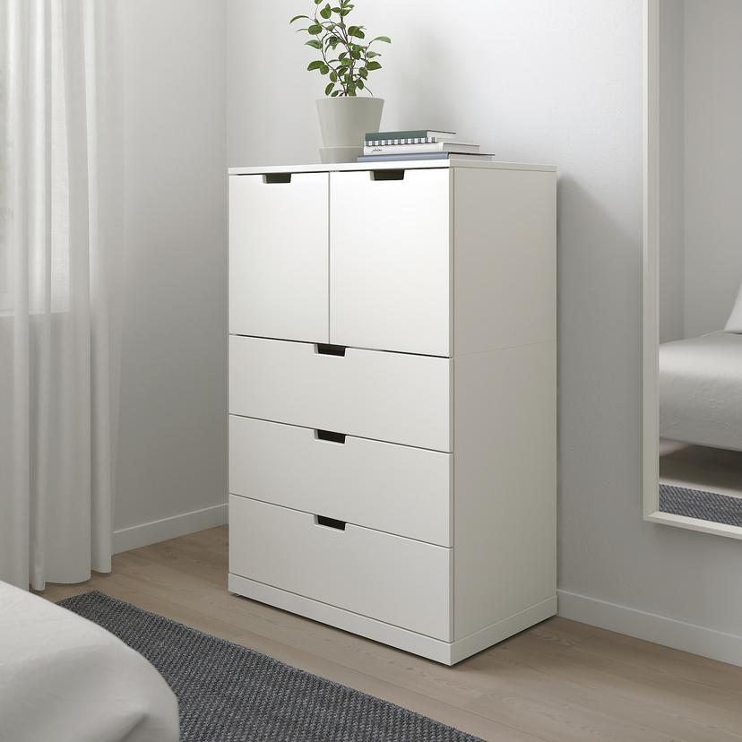 NORDLI — комод с 5 ящиками, белый, 80x122 см