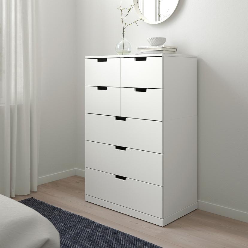 NORDLI — комод с 7 ящиками, белый, 80x122 см