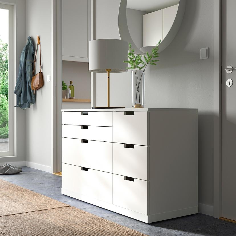 NORDLI — комод с 7 ящиками, белый, 120x76 см