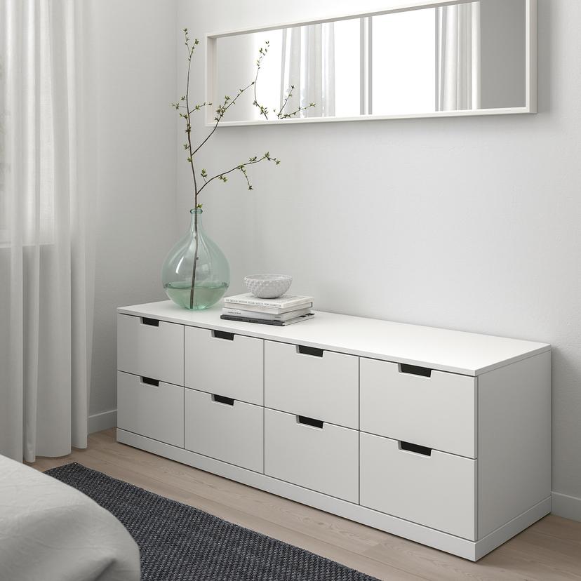 NORDLI — комод с 8 ящиками, белый, 160x54 см