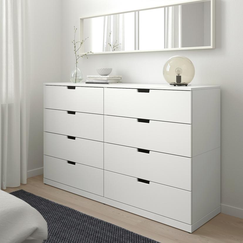 NORDLI — комод с 8 ящиками, белый, 160x99 см