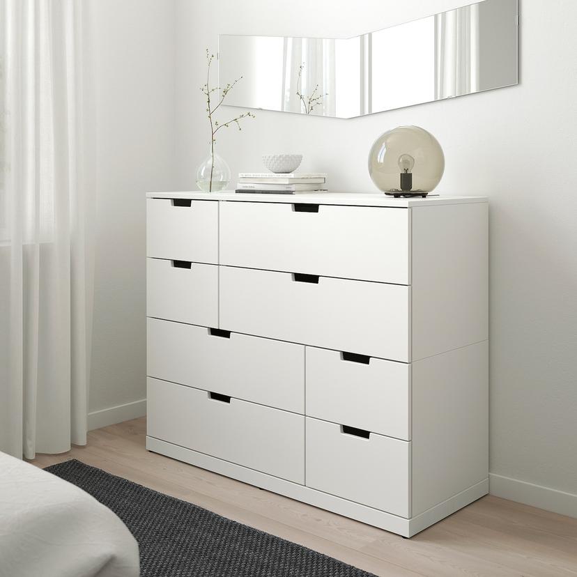 NORDLI — комод с 8 ящиками, белый, 120x99 см