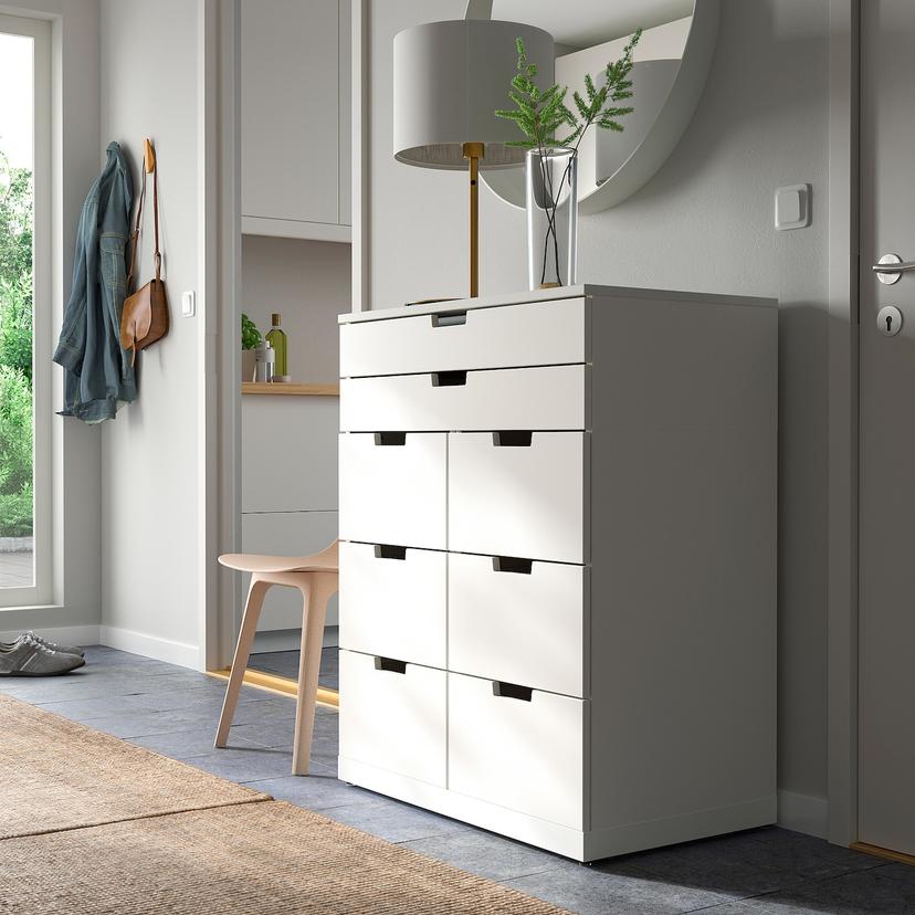 NORDLI — комод с 8 ящиками, белый, 80x99 см