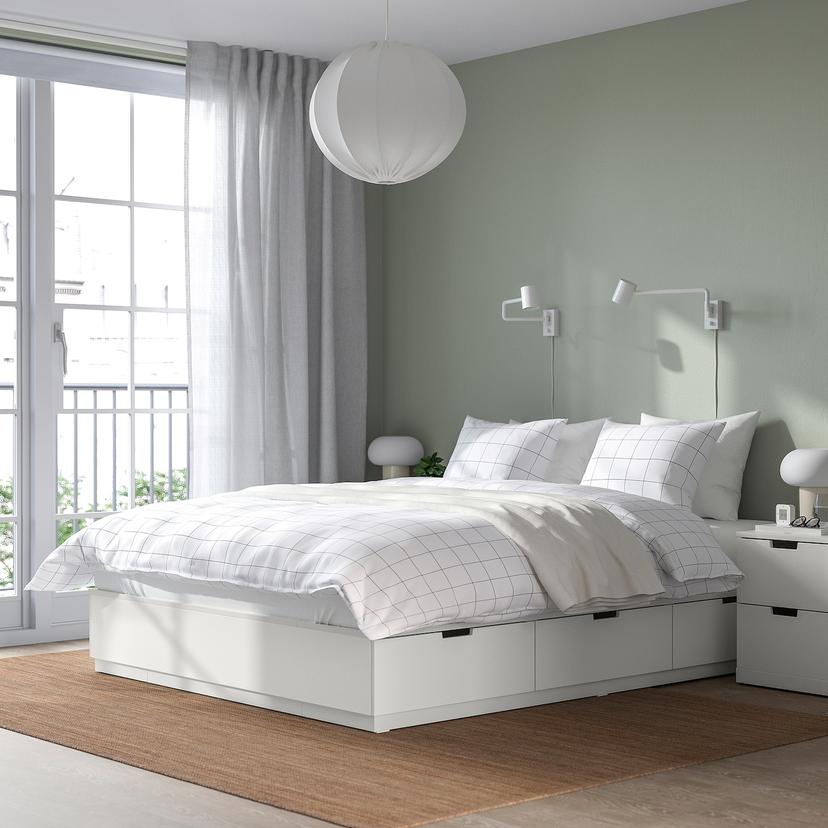 NORDLI — каркас кровати с ящиками, белый, 140x200 см