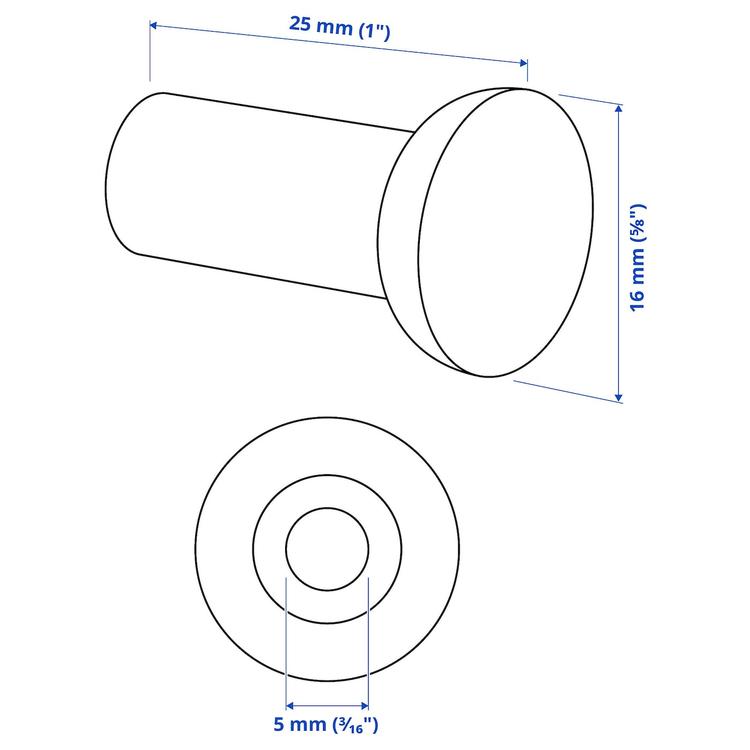 ручка мебельная, бронзовый цвет, 16 мм dimensions
