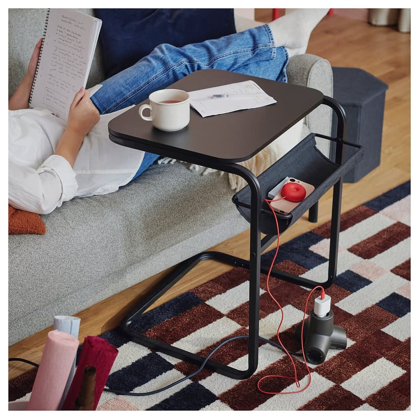 OLSERÖD — придиванный столик, антрацит/темно-серый, 53x50 см