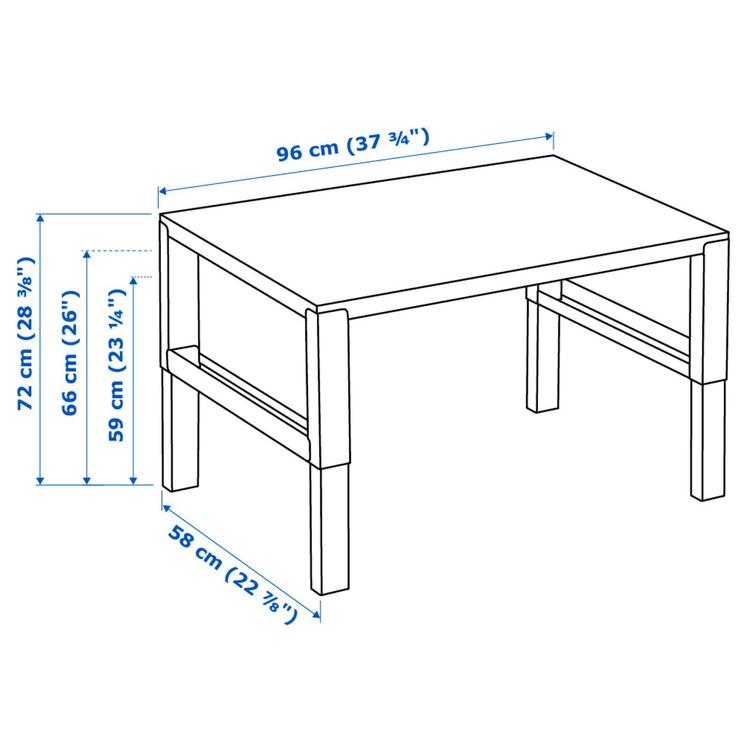 письменный стол, белый/бирюзовый, 96x58 см dimensions