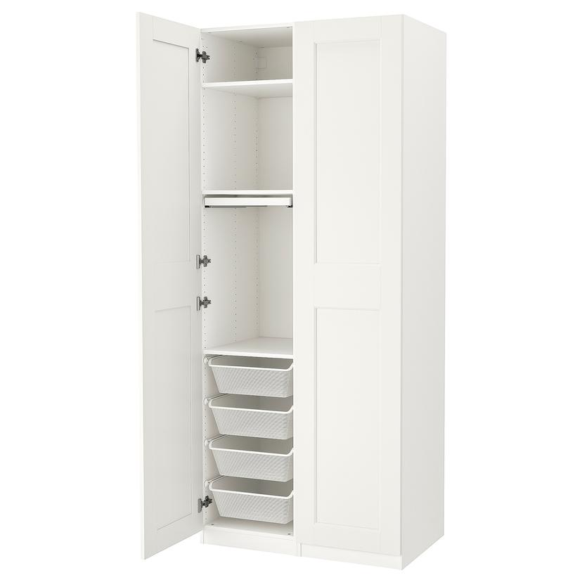PAX / GRIMO — гардероб, комбинация, белый/белый, 100x60x236 см