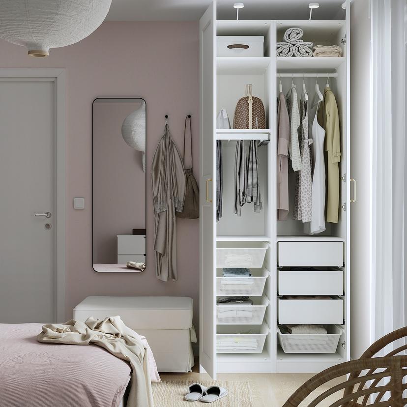 PAX / GRIMO — гардероб, комбинация, белый/белый, 100x60x236 см