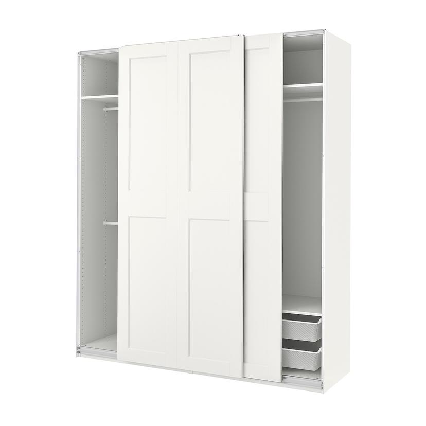 PAX / GRIMO — гардероб, комбинация, белый/белый, 200x66x236 см