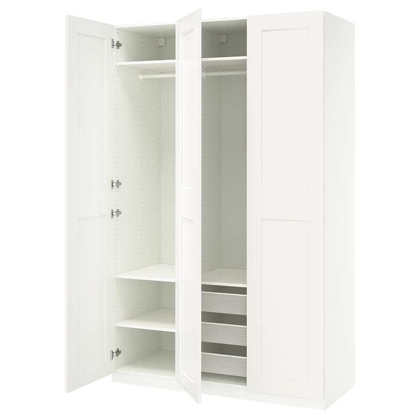 PAX / GRIMO — гардероб, комбинация, белый/белый, 150x60x236 см