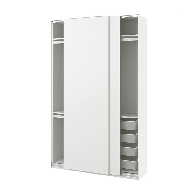PAX / HASVIK — гардероб, комбинация, белый/белый, 150x44x236 см