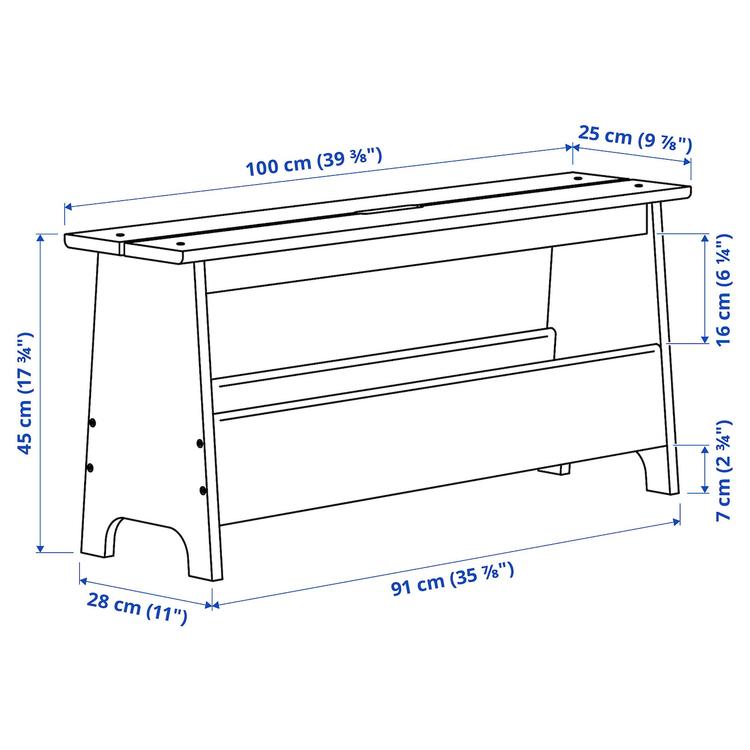 скамья с отделением для хранения, сосна, 100 см dimensions