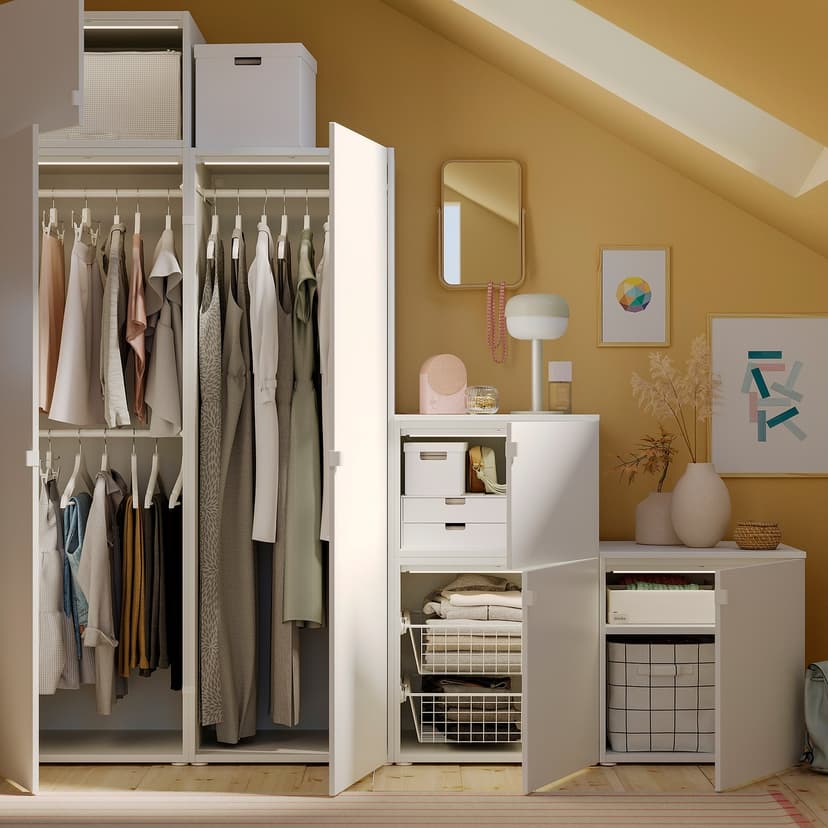 PLATSA — Szafa 6 drzwi, biały/Fonnes biały, 