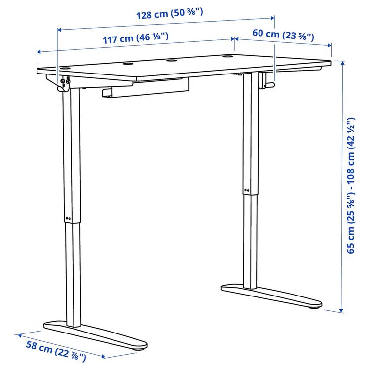 стол-трансформер, комбинация, белый, 117x60 см dimensions