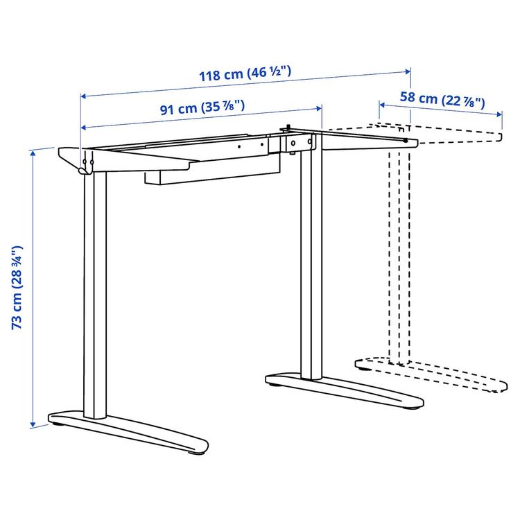 подстолье для столешницы, белый, 90/117 см dimensions