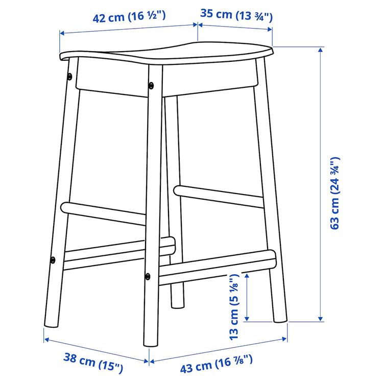 табурет барный, береза, 63 см dimensions