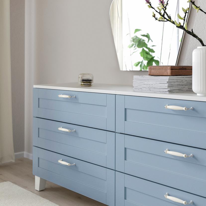 SANNIDAL — ящик, белый/синий, 80x57x20 см