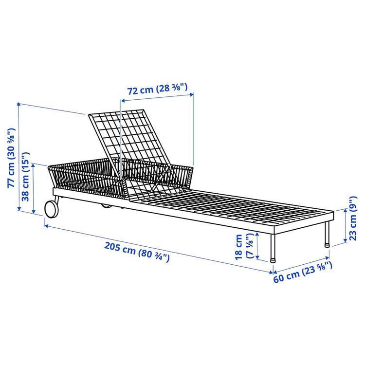 шезлонг, белый/бежевый dimensions
