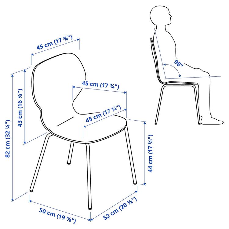 стул, береза/сефаст белый dimensions