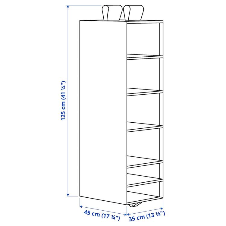 модуль для хранения с 6 отделениями, белый, 35x45x125 см dimensions