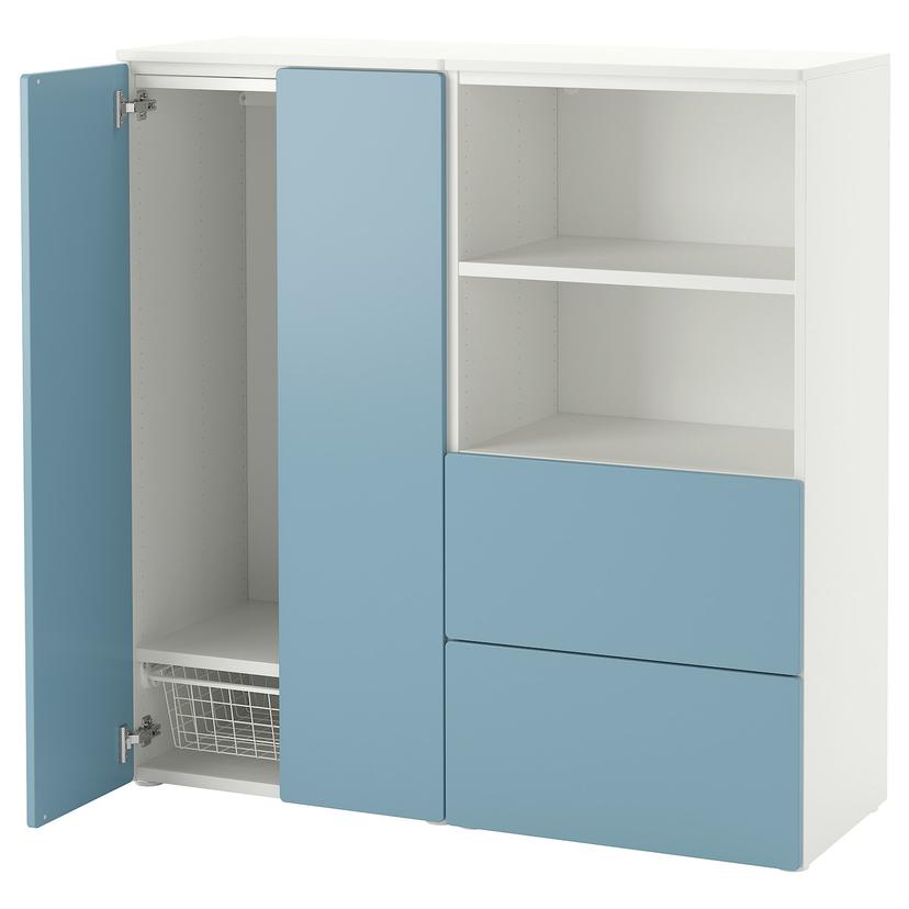 SMÅSTAD / PLATSA — комбинация д/хранения, белый/синий, 120x42x123 см