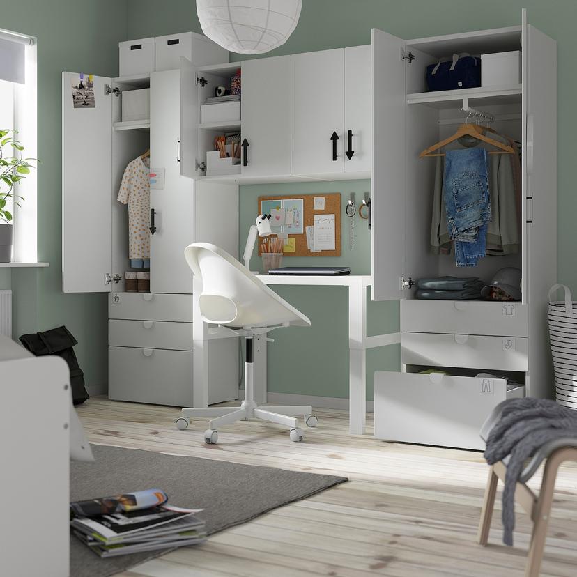 SMÅSTAD / PLATSA — комбинация д/хранения, белый/серый, 240x42x181 см