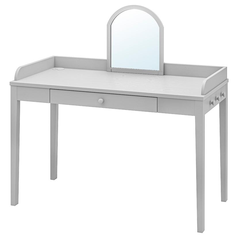 SMYGA — письменный стол с зеркалом, светло-серый, 122x60 см