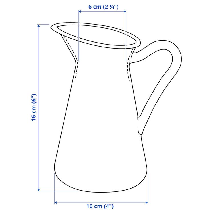 ваза/кувшин, белый, 16 см dimensions