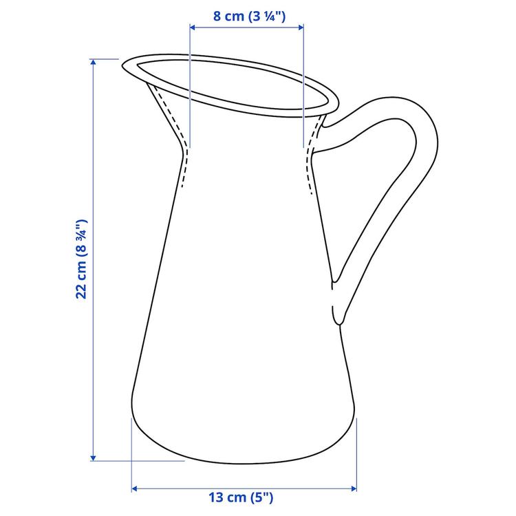 ваза/кувшин, белый, 22 см dimensions
