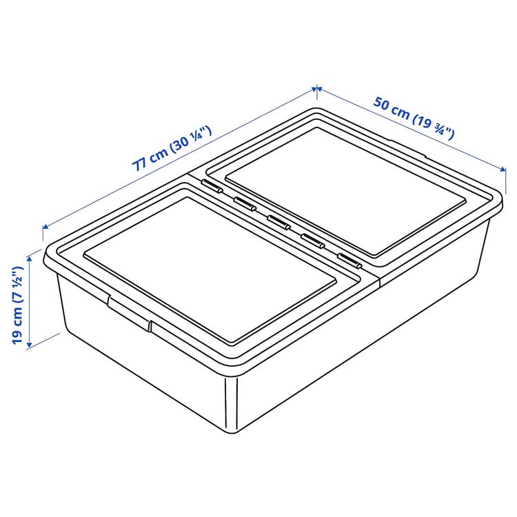 контейнер с крышкой, белый, 50x77x19 см dimensions